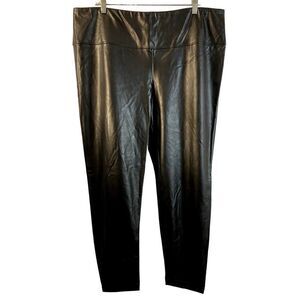 Catherine Malandrino Woman Sz 2X Black Faux Leather Pull-On Leggings Soft NEW